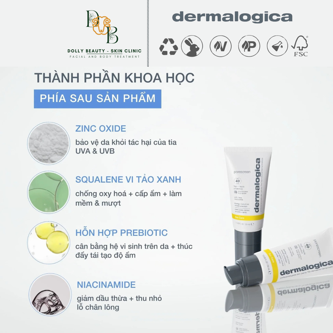 DERMALOGICA Kem Chống Nắng Vật Lý Che Phủ Lỗ Chân Lông PORESCREEN spf40
