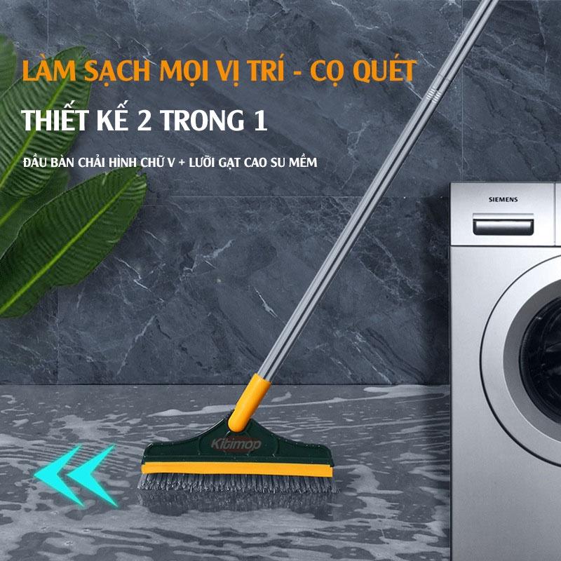 Cây chà sàn nhà tắm thiết kế đầu gạt nước và đầu chổi xoay 120 độ quét nhà siêu sạch mọi góc bẩn