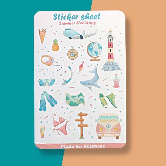 sticker sheet summer holidays - chuyên dán, trang trí sổ nhật kí, sổ tay | Bullet journal sticker