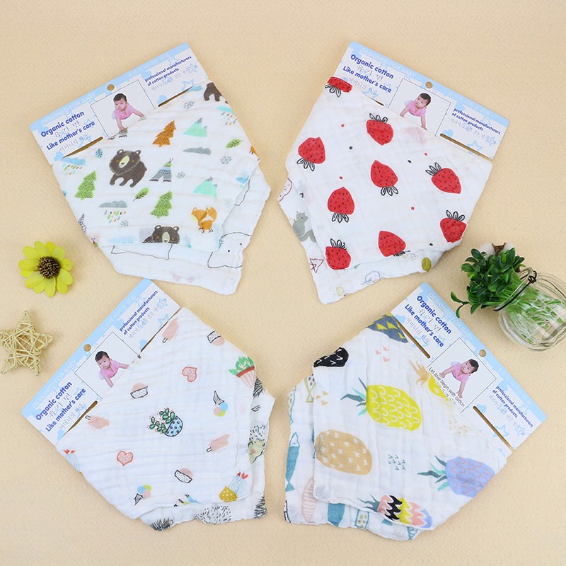 Set 2 Khăn Yếm Tam Giác Organic Cotton Cho Bé (Màu Ngẫu Nhiên)