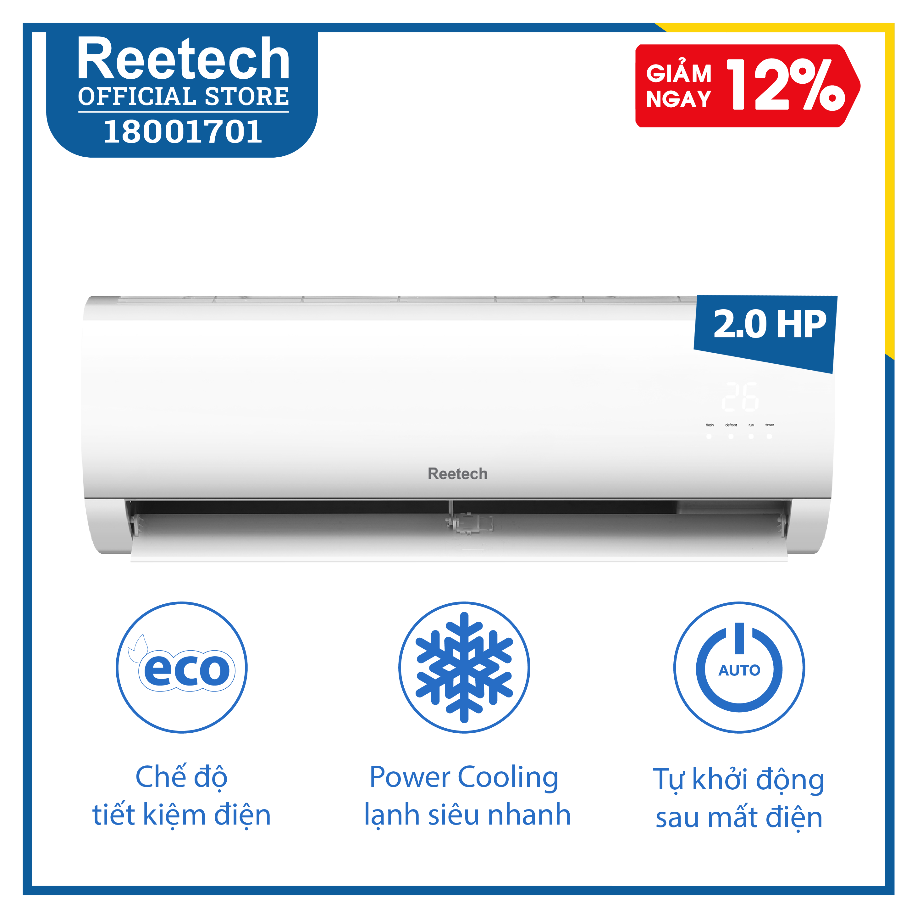 Máy lạnh Reetech 2 HP RT18-BK-BT/RC18-BK-BT - Hàng chính hãng (chỉ giao HCM, HN và một số tỉnh)