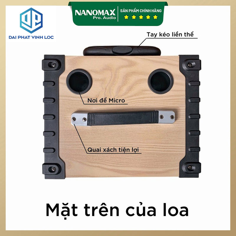 Loa Kéo Karaoke Mini Nanomax SK-T10 2.5 Tấc Đọc Được USB Thẻ Nhớ Công Suất 200W/Max Tay Kéo Vân Gỗ Tặng Kèm 2 Mic| Loa Kéo Giá Rẻ | Loa Kéo Công Suất Lớn