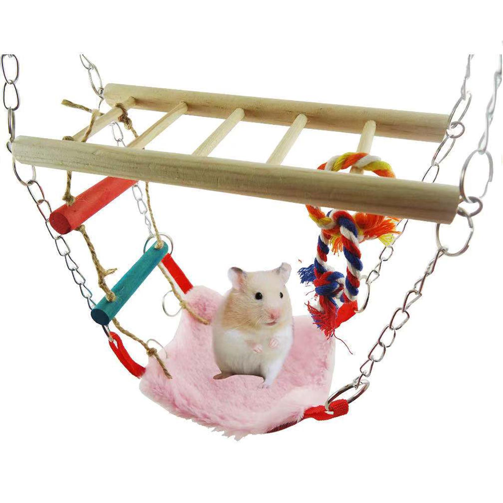 Hamster Swing Bed Toys Hamster Ladder Bird Hanging Ladder Wooden Suspension Bridge Hammock