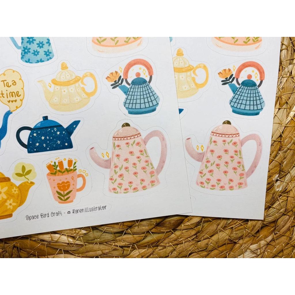 Sticker sheet tea party - chuyên dán, trang trí sổ nhật kí, sổ tay | Bullet journal sticker