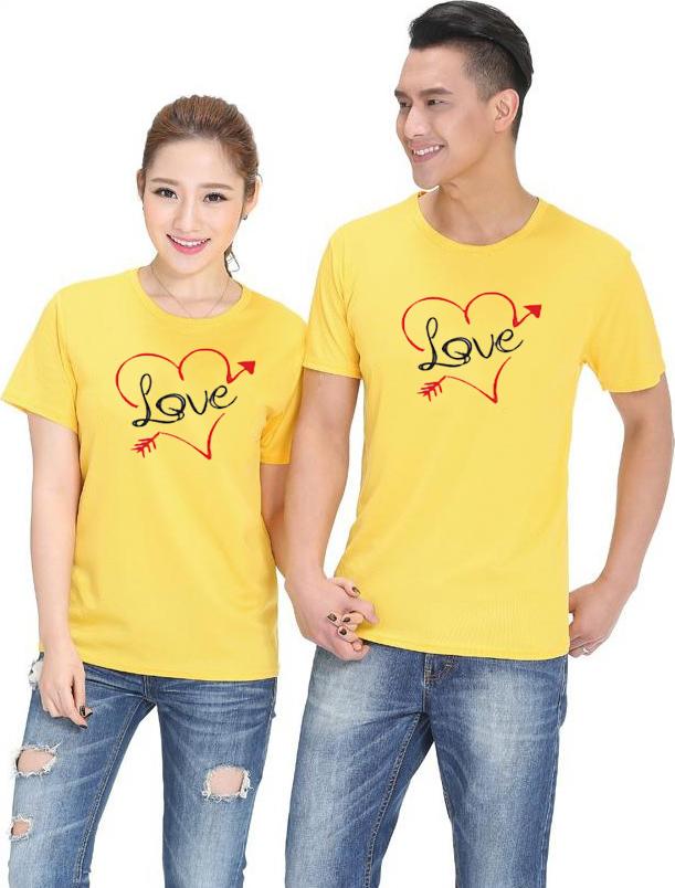 Bộ Áo Thun Đôi Nam Nữ Màu Vàng A234