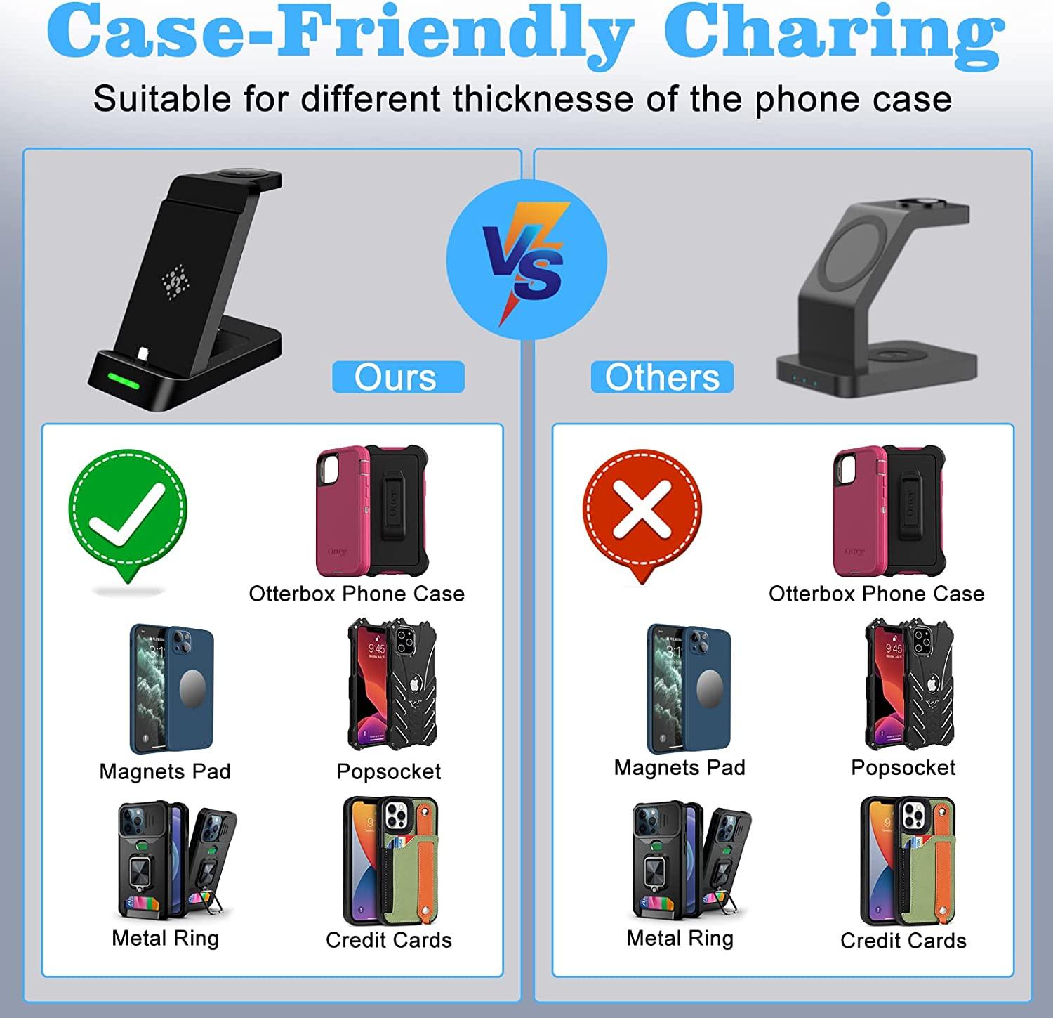 Bộ sạc không dây 3 trong 1 cho iPhone 14 13 12 Pro Max 15W Qi Fast Sạc trạm cho Apple Watch Series 8 7 Chuyên gia Bộ sạc