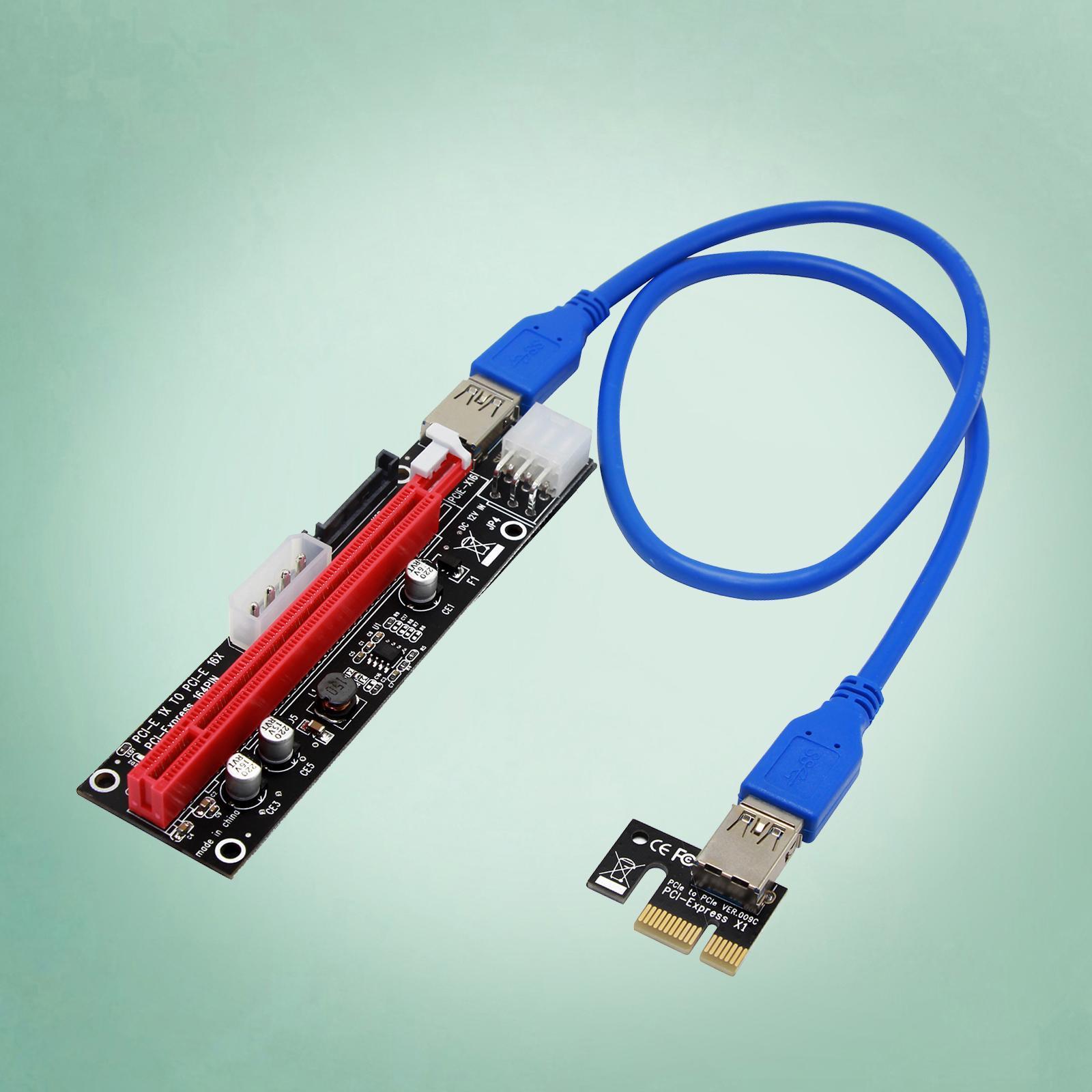 USB3.0 PCI-E Express 1x To16x Extender Riser Card for Mining-Blue