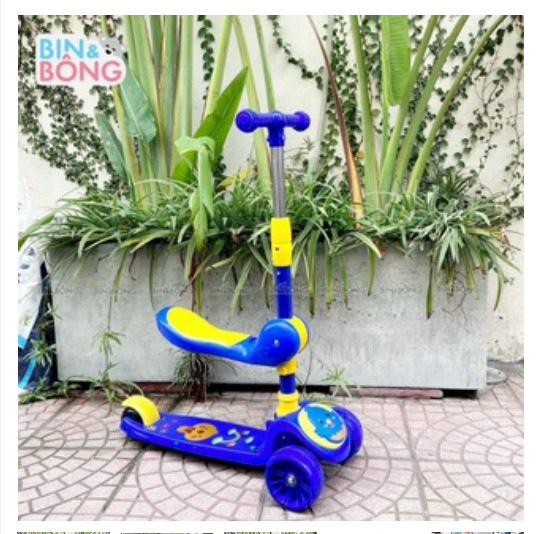 Xe trượt scooter có nhạc có đèn kiêm xe chòi chân 2 trong 1,dễ sử dụng, khả năng chống trượt mạnh