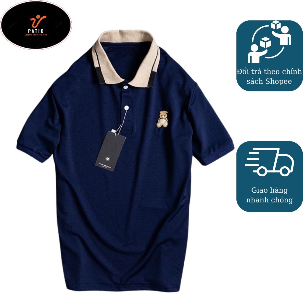 Áo polo Nam cổ bẻ thêu teddy JBAGGY, Polo nam vải cá sấu cotton phong cách thời trang Hàn Quốc