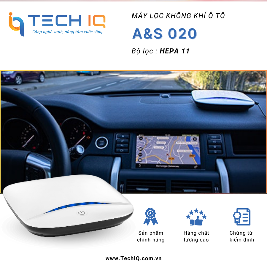 Máy Lọc Không Khí Ô Tô A&amp;S 20: Loại Bỏ 99.95% Bụi Mịn PM2.5, Tích Hợp Ionizer - Hàng Chính Hãng Châu Âu
