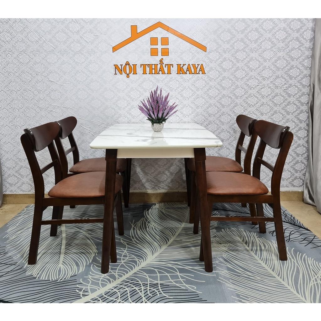 Set Bàn Ăn 4 Ghế Lunar Giả Đá (Nâu)