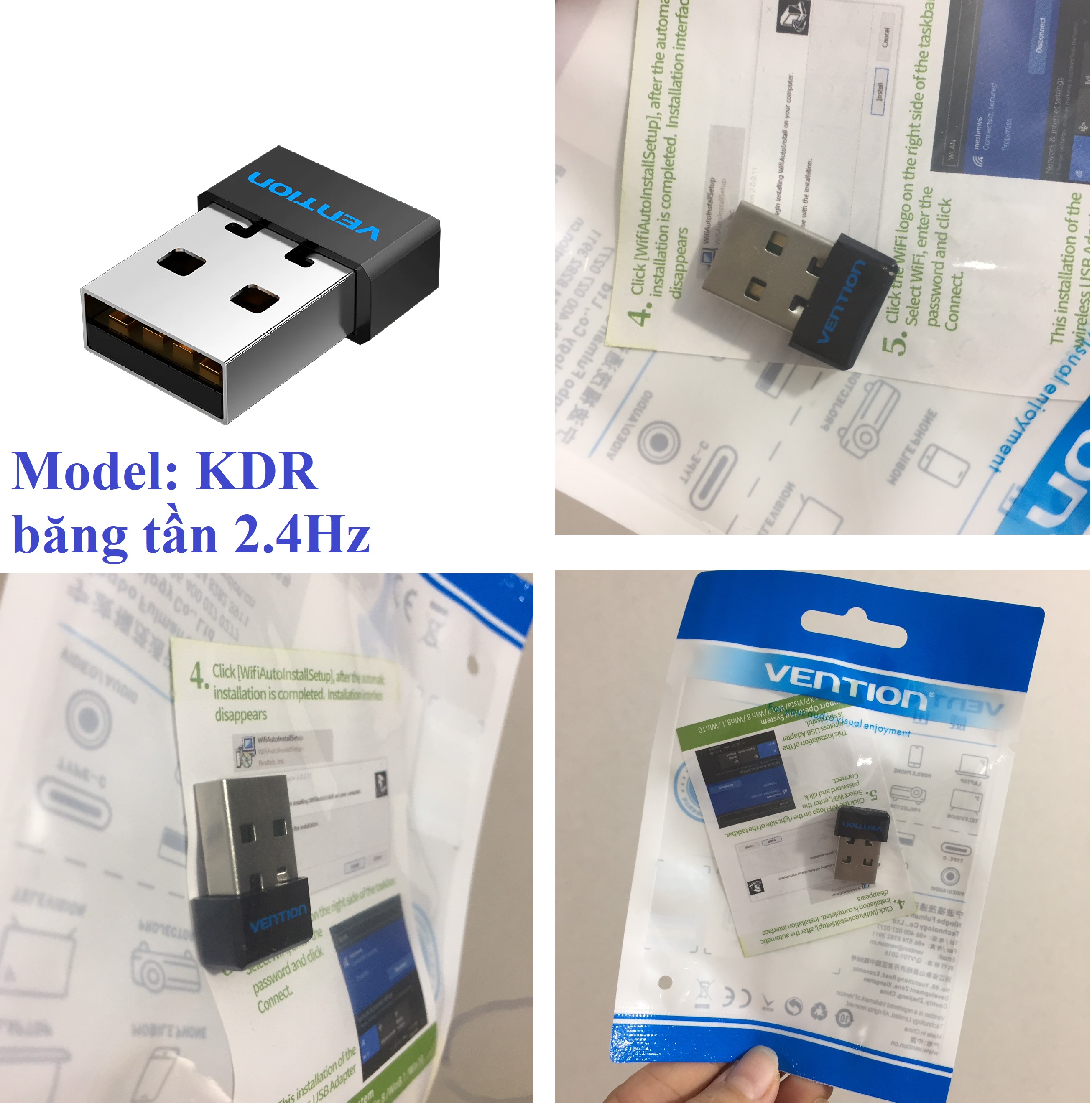 USB wifi adapter băng băng tần 2.4Hz và 5GHz Vention KDR KDS _ Hàng chính hãng