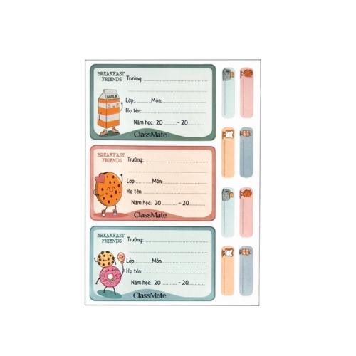 Nhãn vở có keo dán sẵn CLASSMATE Breakfast 15 Cái/Túi CL-NT233