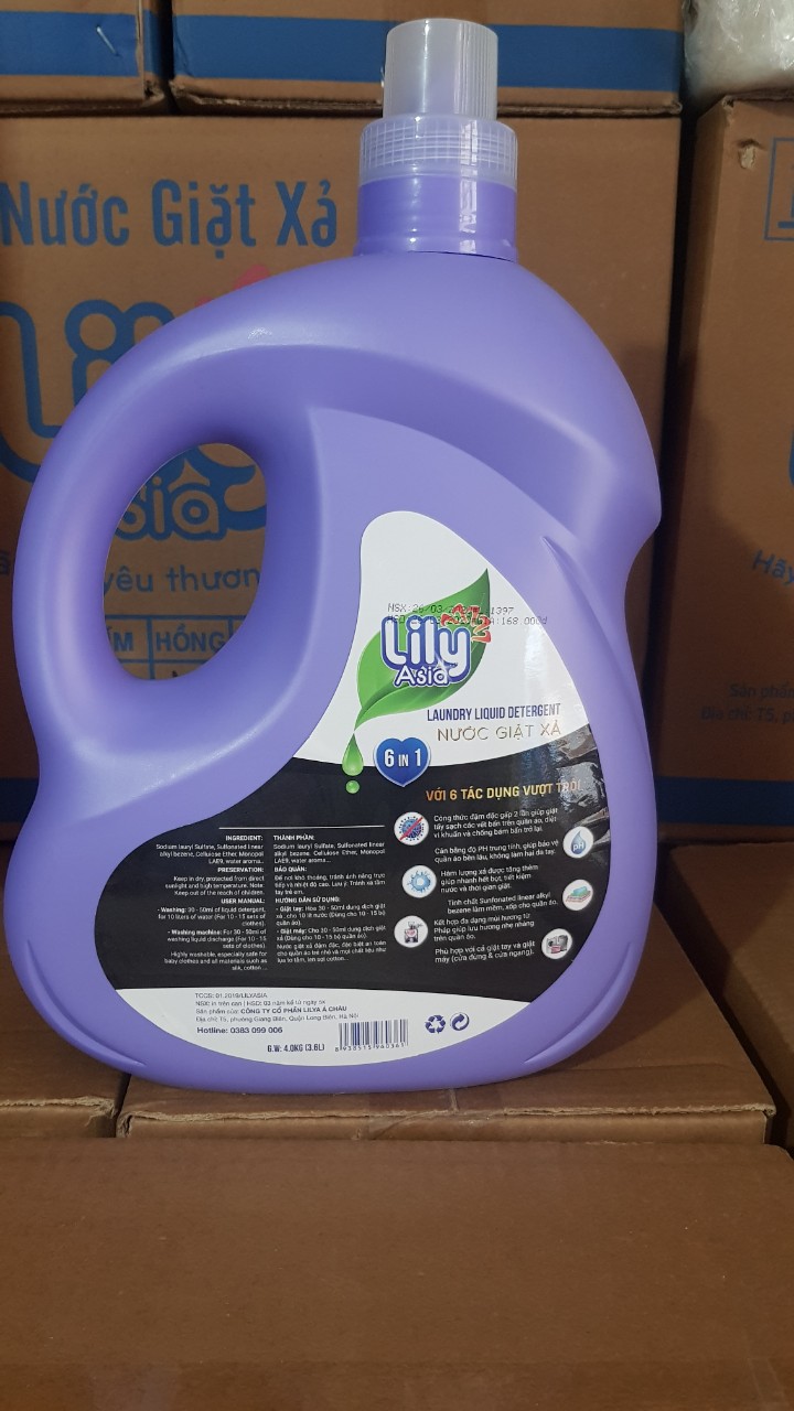 Nước Giặt Xả Lily Asia (Tem Đen - 4 KG) Hương Nước Hoa ( Seahorse)