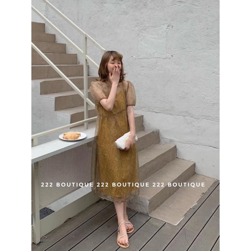 Váy hoa nhí voan lụa 2 lớp