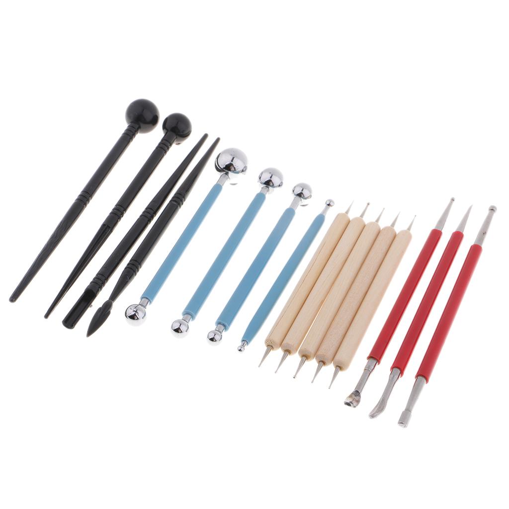 16X Đất Sét Điêu Khắc Dụng Cụ Bi Stylus Dotting Dụng Cụ Đất Sét Đồ Gốm Mô Hình Bộ
