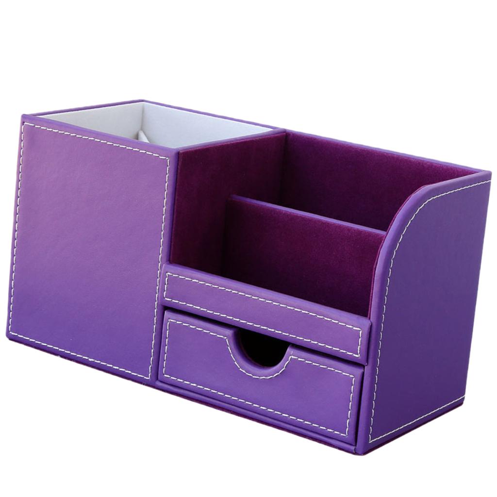 Multi-function PU Leather Desk Stationery Organizer Storage Box Pen/Pencil ,Cell phone, Business Name Cards Remote Control Holder