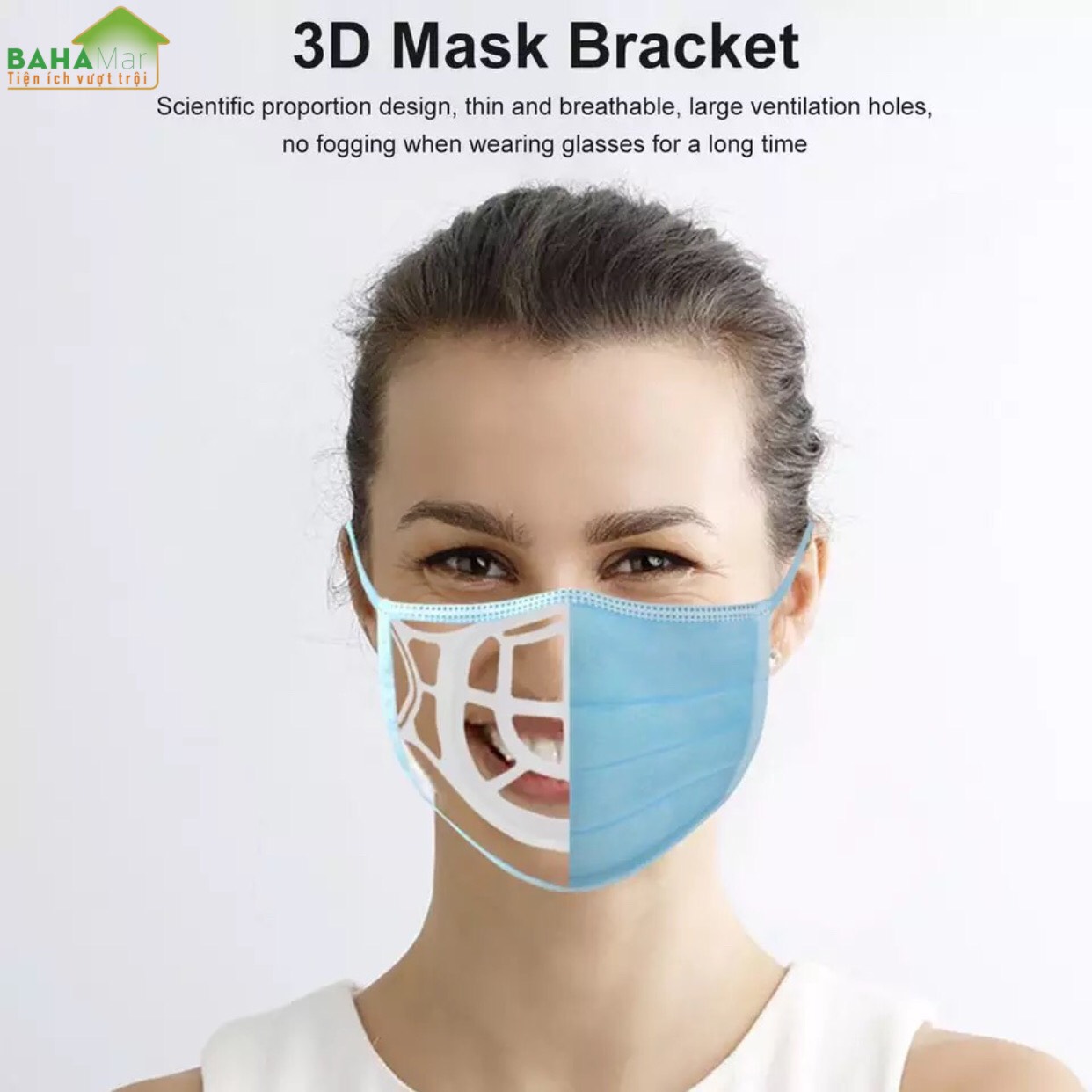 KHUNG ĐỠ 3D ĐEO KHẨU TRANG THOÁNG KHÍ, LÓT CHỐNG TRÔI SON HIỆU QUẢ "BAHAMAR" Giá đỡ 3D được thiết kế vừa vặn với khuôn mặt của sống mũi, giúp thở êm ái.