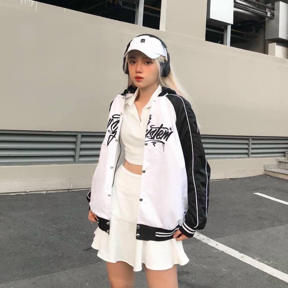 Áo khoác dù kill system tay phối năng động trẻ trung cá tính,Áo khoác dù bomber jacket Kill System Unisex Nam Nữ chống nắng tốt,Áo Khoác Dù BomBer, Phối Cúc Bấm Thời Trang in Họa Tiết Trẻ Trung Năng Động