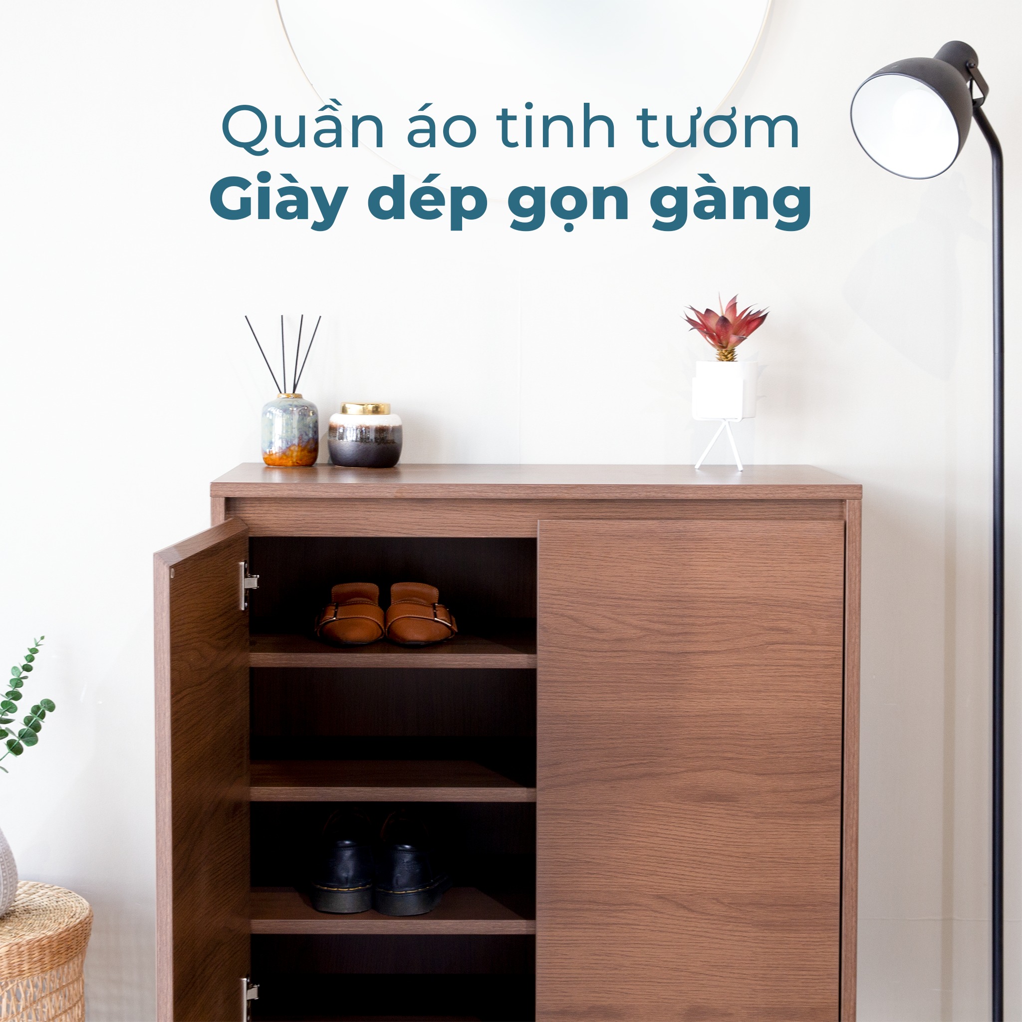 Tủ Giày – Tủ Trang Trí Gỗ MOHO OSLO 901 Màu Nâu