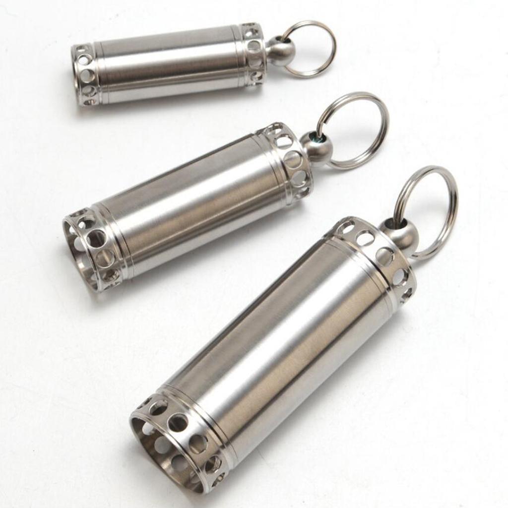 Portable Pill Cases, Metal Waterproof Medicine Capsule Organizer Container with Keychain, Travel Pill Holder for Men Women - Select Sizes