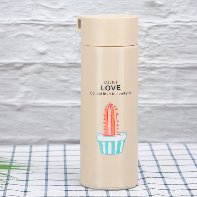 Bình nước in hình xương rồng nhiều màu 400ml cute