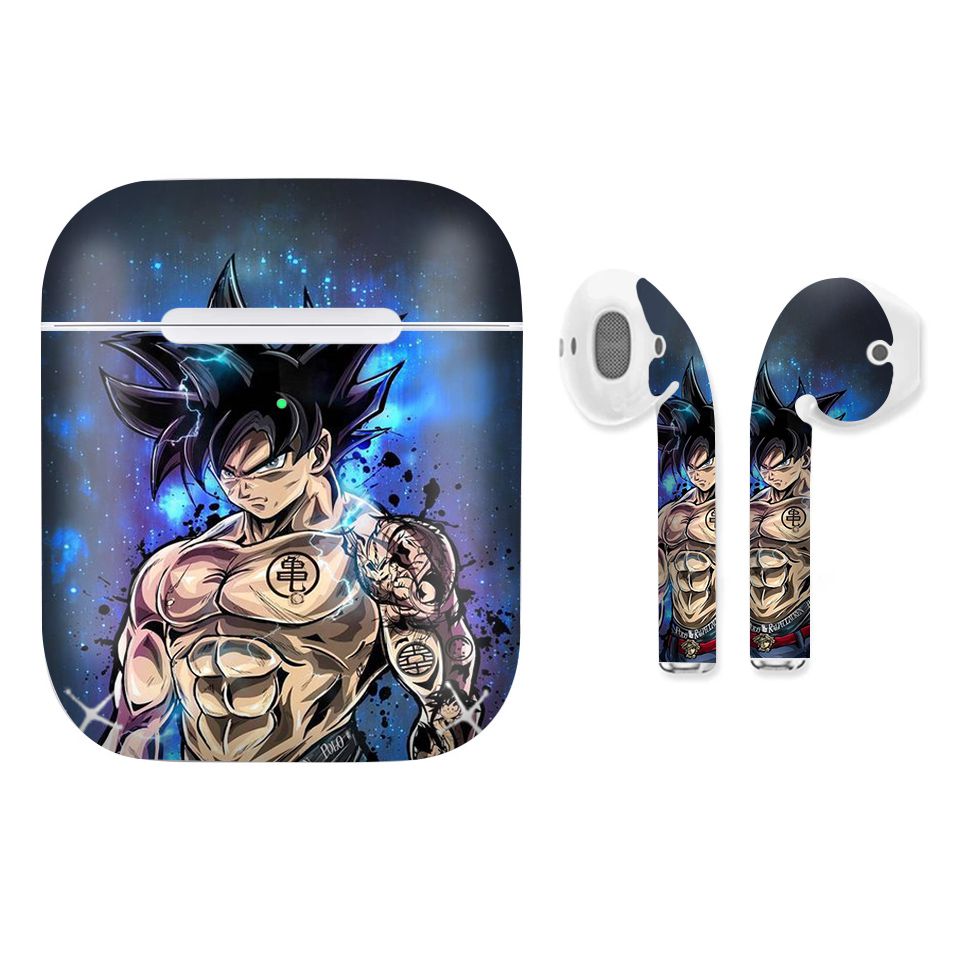 Miếng dán skin chống bẩn cho tai nghe AirPods in hình Songoku Dragon Ball - 7vnr033 (bản không dây 1 và 2