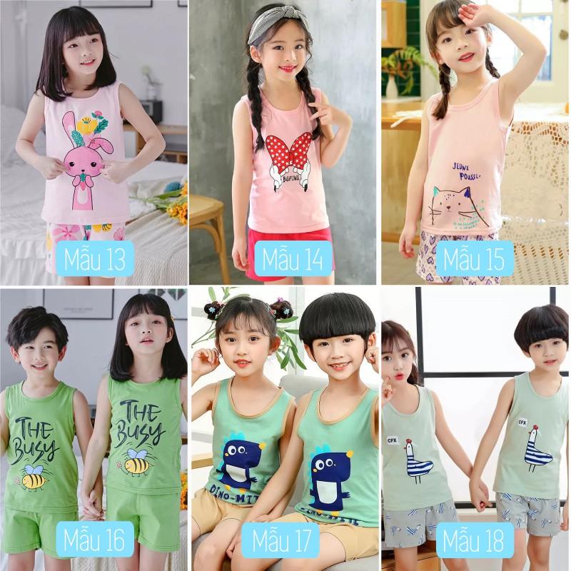 Bộ Ba Lỗ Bé Trai Bé Gái Cotton Mềm Mịn  Quần Áo Bé Trai Bé Gái Mùa Hè