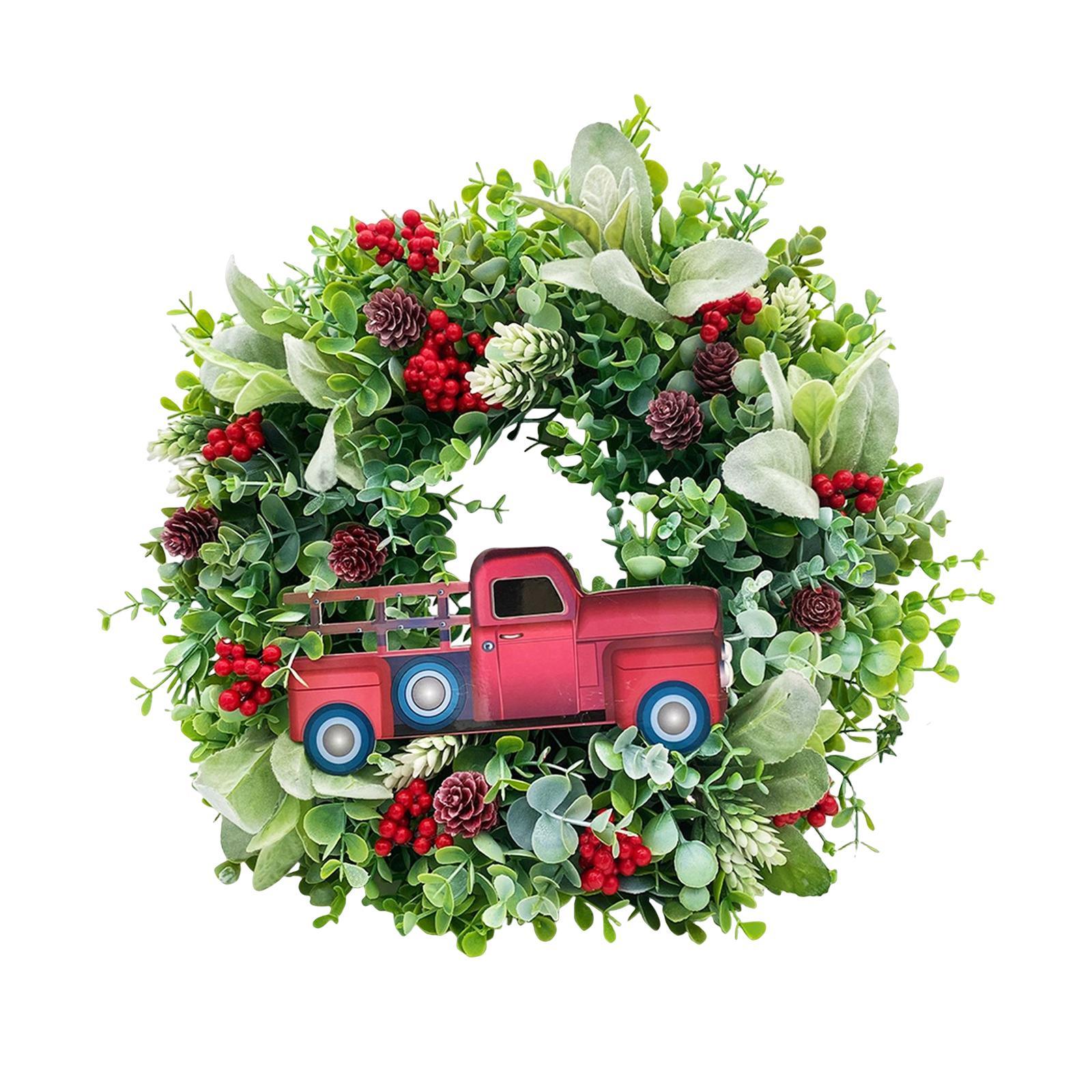 Christmas Flower Wreath Artificial Wreath Wall Hanging Greenery Wreaths for Xmas
