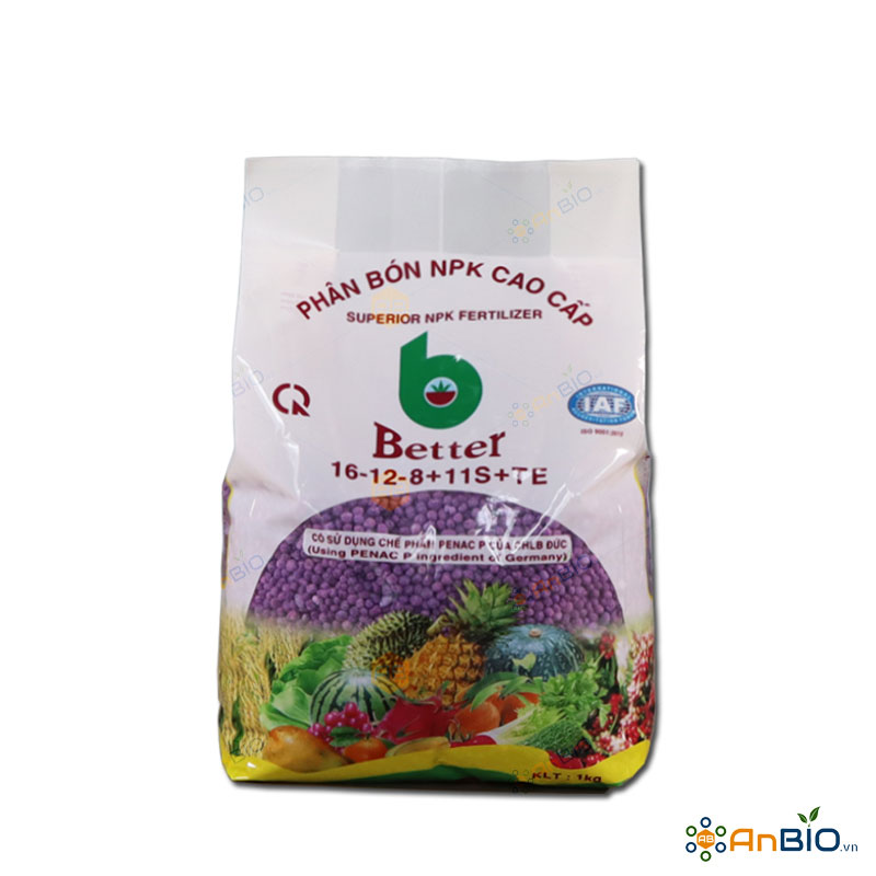 Phân Bón Gốc NPK BETTER TÍM 16-12-8 - 11S +TE Gói 1Kg