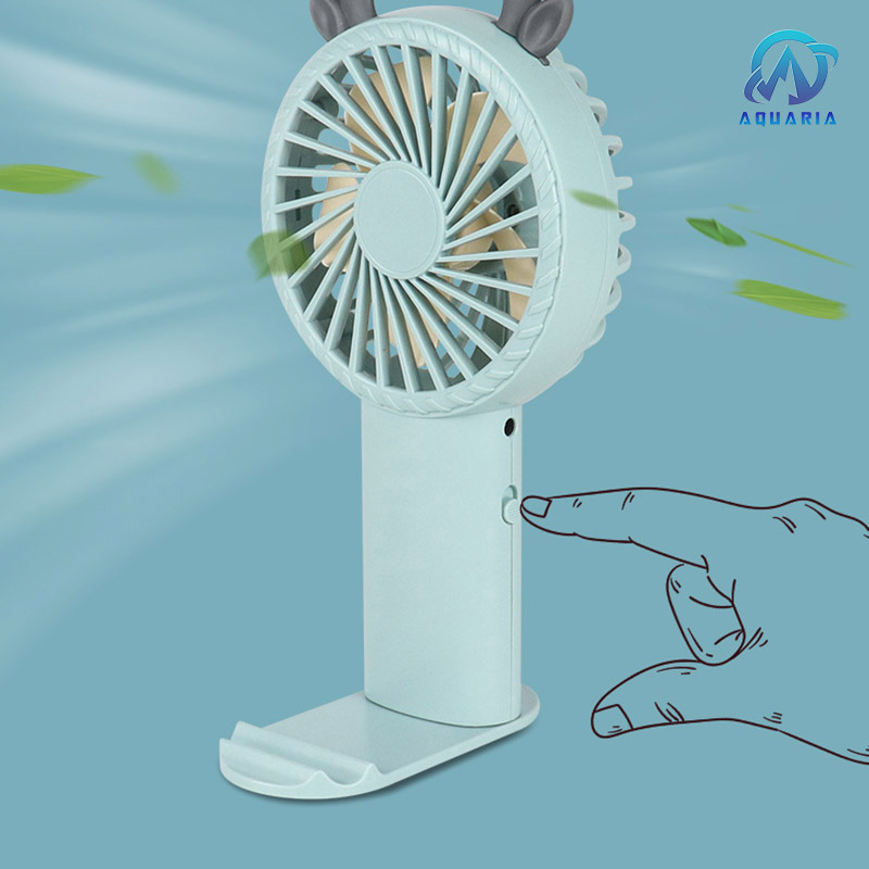 Quạt Cầm Tay Mini, Quạt Sạc Tích Điện Tai Gấu Xinh Xắn, Dễ Thương Có Giá Để Điện Thoại Siêu Tiện Lợi (Kèm Dây Sạc USB