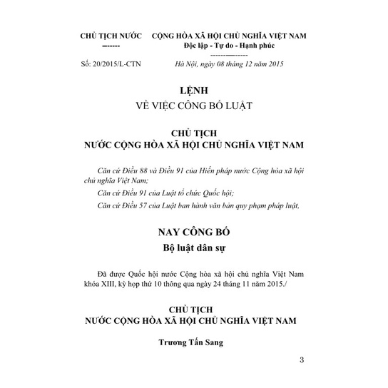 Sách - Bộ Luật Dân Sự Nước CHXHCN Việt Nam - ndbooks