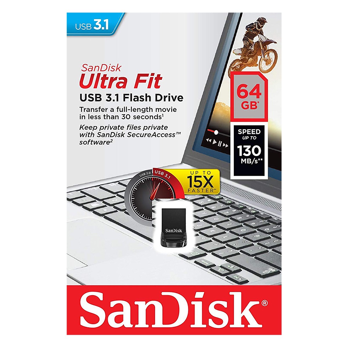 USB 3.1 SanDisk CZ430 Ultra Fit - 64GB Hàng Nhập Khẩu