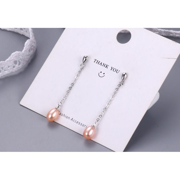 Bông Tai Dài Ngọc Trai Nước Ngọt Bạc S925 Mạ Bạch Kim 8 - 9 Ly - Trường Thịnh Ngọc Trai