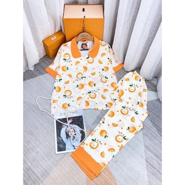 Đồ bộ pijama mặc nhà LỤA cổ sen tay ngắn quần dài sang trọng dưới 62kg