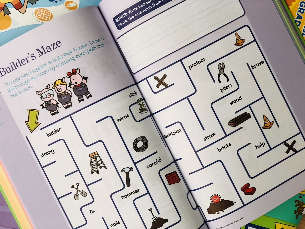 Sách summer brain quest 1&2 phát triển tư duy iq cho bé - in màu