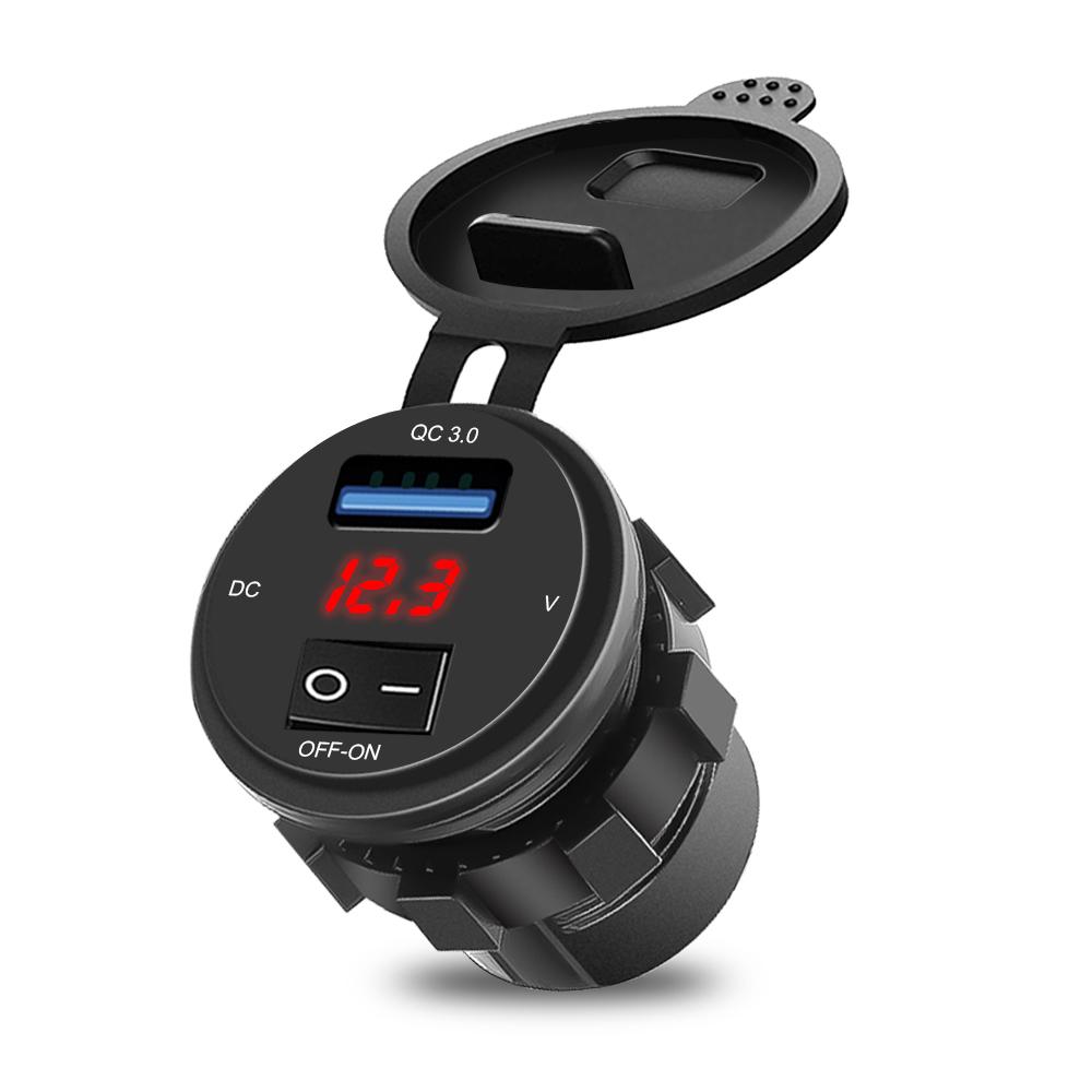 Sạc nhanh 3.0 usb xe sạc bộ sạc máy tính kỹ thuật số Voltmeter usb
