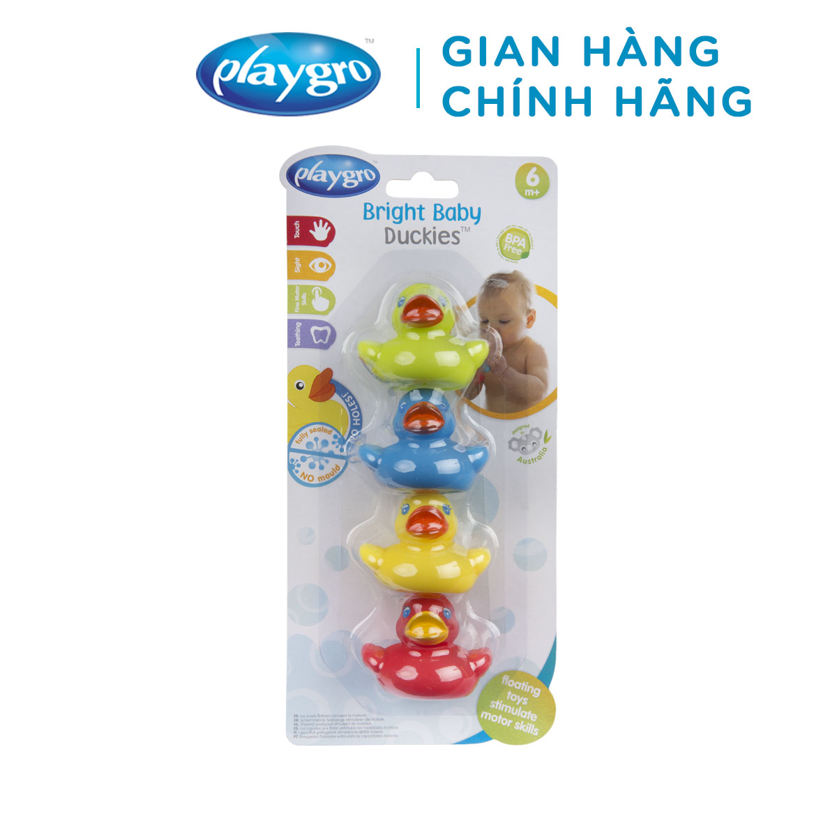 Đồ Chơi Tắm Đàn Vịt Con Rực Rỡ Duckie Playgro, Cho Bé Từ 6 Tháng