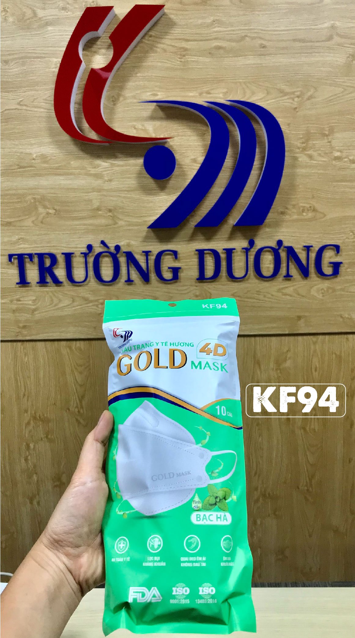 Khẩu trang y tế Hương tinh dầu Bạc Hà 4D Gold Mask (KF94) - Túi 10 chiếc