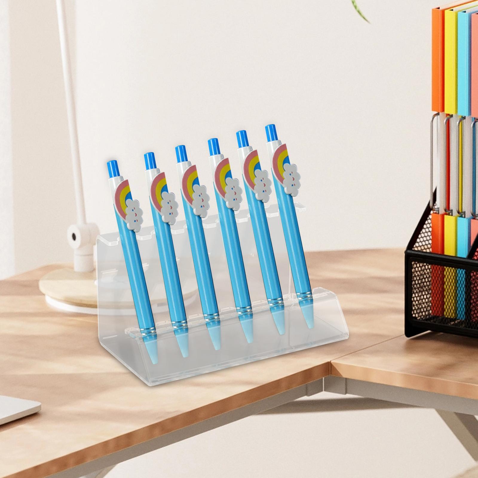 Pen Rack Holder Acrylic Pen Holder Acrylic Storage Cosmetic Brushes Supplies Office Vertical Countertop Pen Holder Display Stand