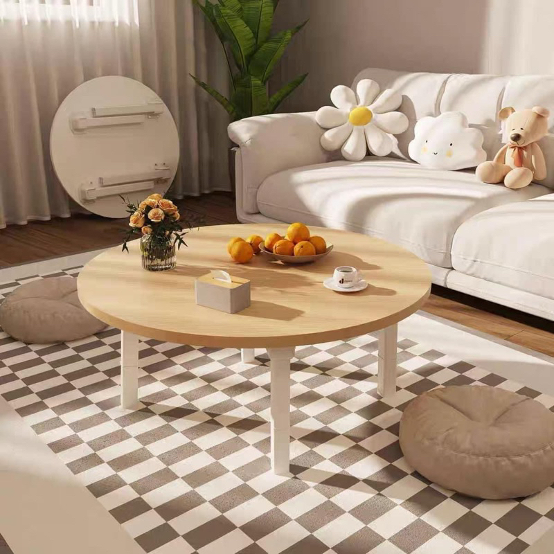 Bàn Tròn Mặt Gỗ MDF 60X60X30cm Chân Nhựa Chắc Chắn Làm Bàn Ăn, Bàn Làm Việc Đa Năng, Ngồi Học, Decor Phòng Siêu Đẹp