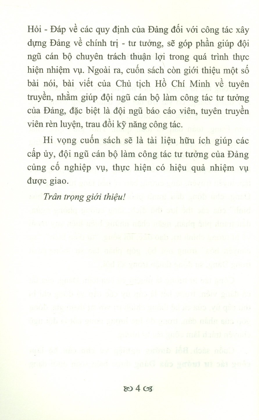 Bồi Dưỡng Nghiệp Vụ Cho Cán Bộ Làm Công Tác Tư Tưởng Của Đảng (Hỏi - Đáp)