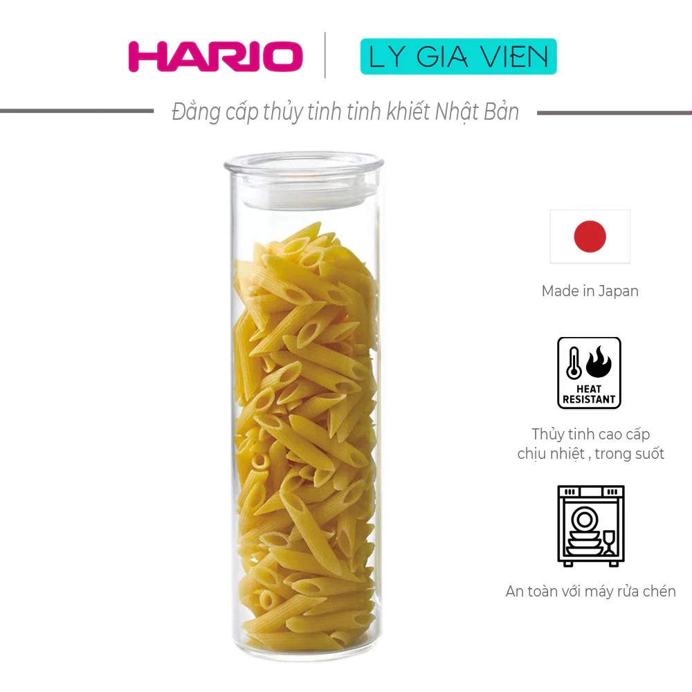 Bình Thủy Tinh Hình Ống Giữ Thực Phẩm Hario Glass Canister Skinny