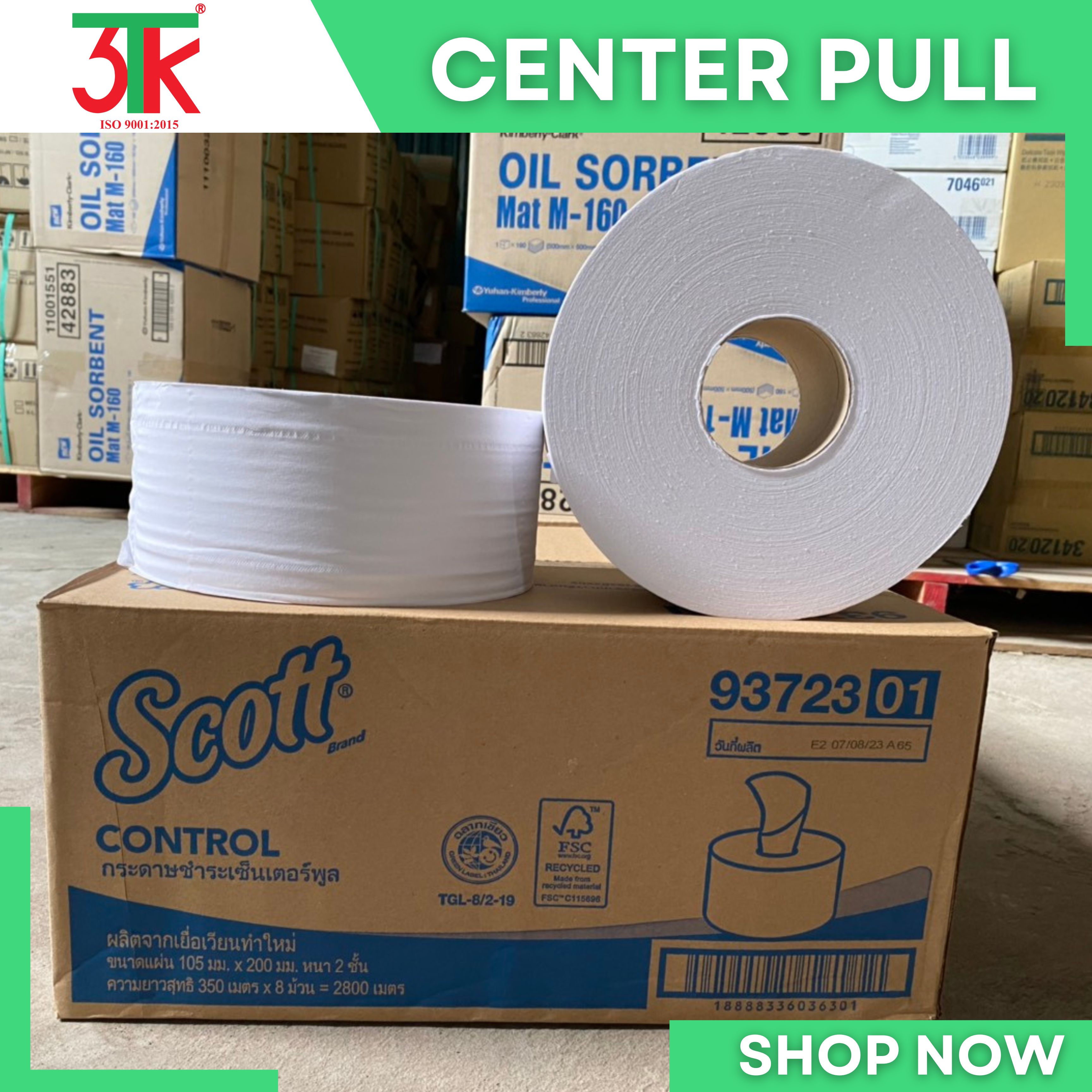 Giấy vệ sinh 2 lớp SCOTT Control Center-Pull Mã 93723 + Hộp đựng giấy vệ sinh Mã Mã 7046