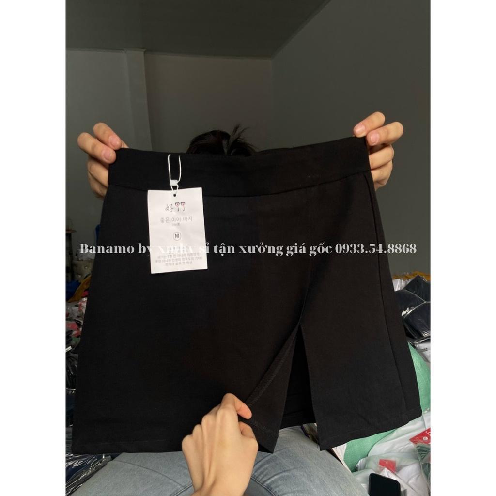 Chân váy nữ xẻ đùi chất tuyết mưa siêu đẹp thời trang Banamo fashion chân váy A xẻ đùi 5342