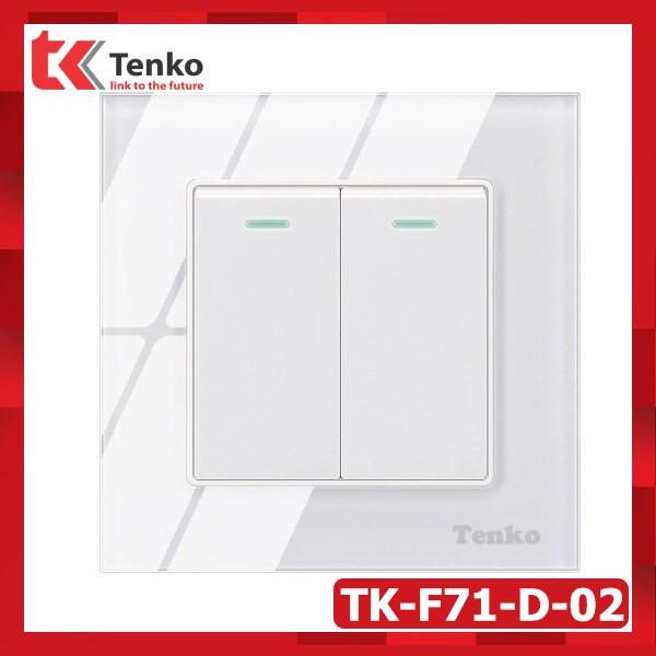 Công Tắc 2 Hạt Mặt Kính Cường Lực Chống Xước - Chống Va Đập Tenko TK-F71-D-02 Màu Xám