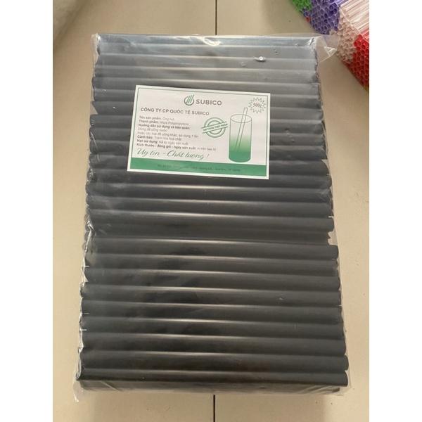 Ống hút trà sữa màu đen, trắng có màng bọc túi 100 ống