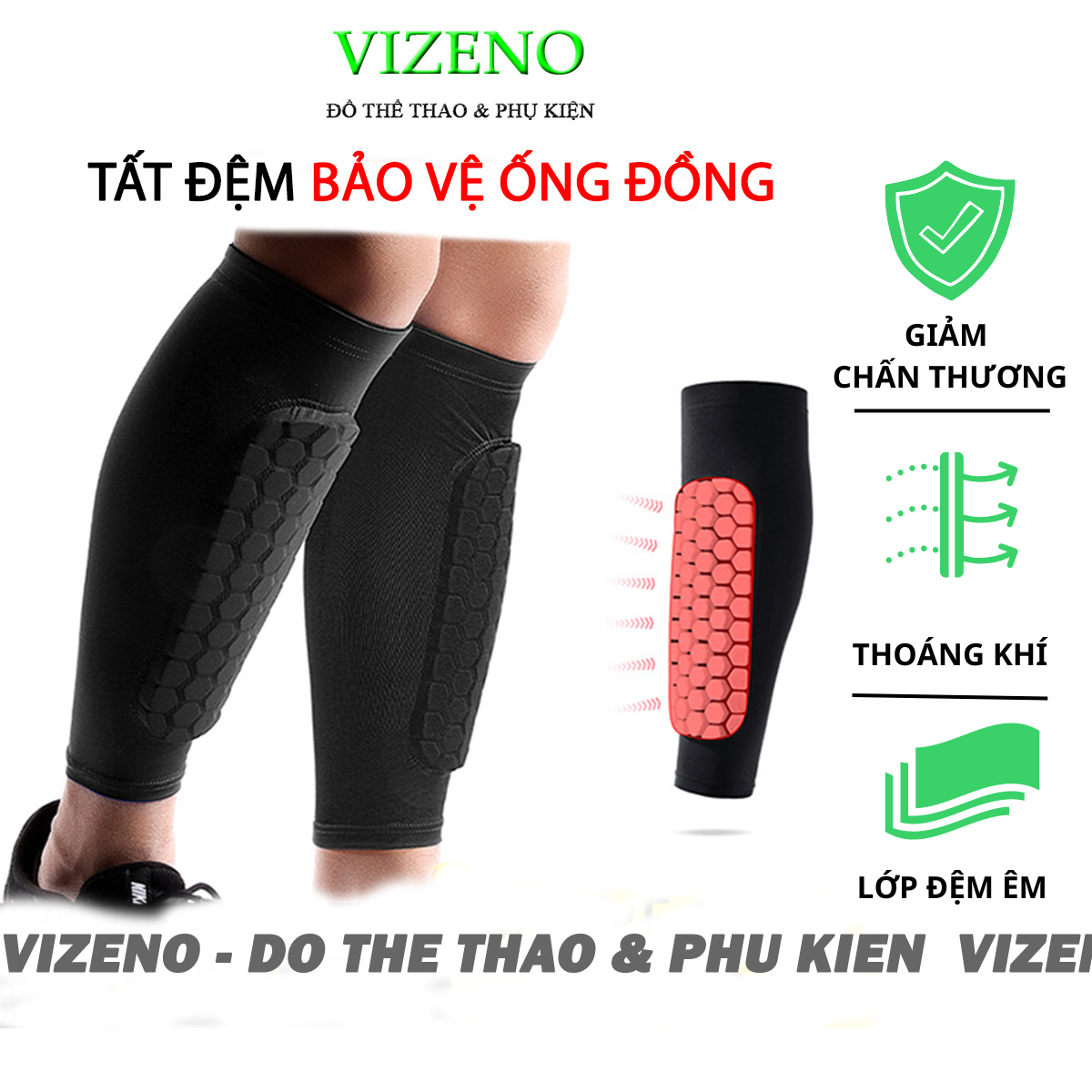 Cặp tất đệm bảo vệ ống đồng trong bóng đá và các môn thể thao