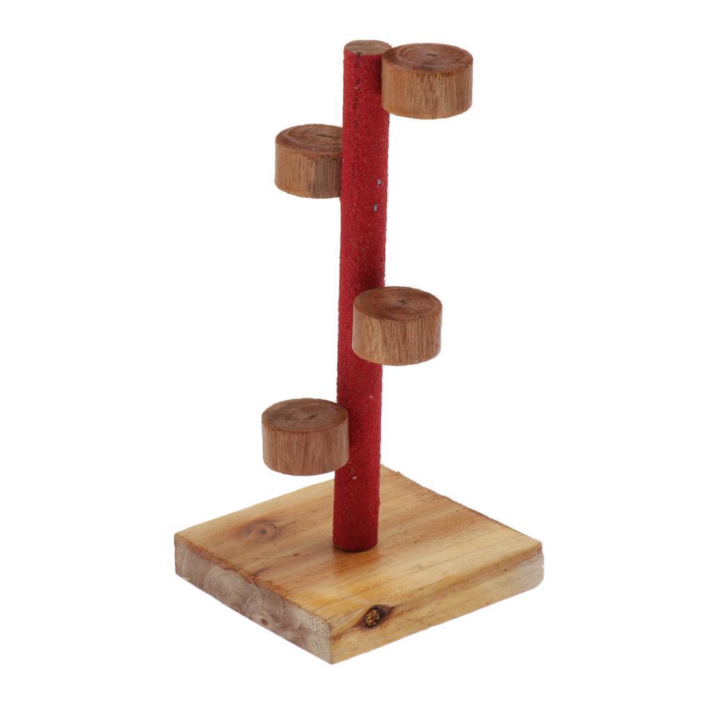 Natural Wood Pet Parrot Stand Toy Exercise Hamster Perches for Bird Cage