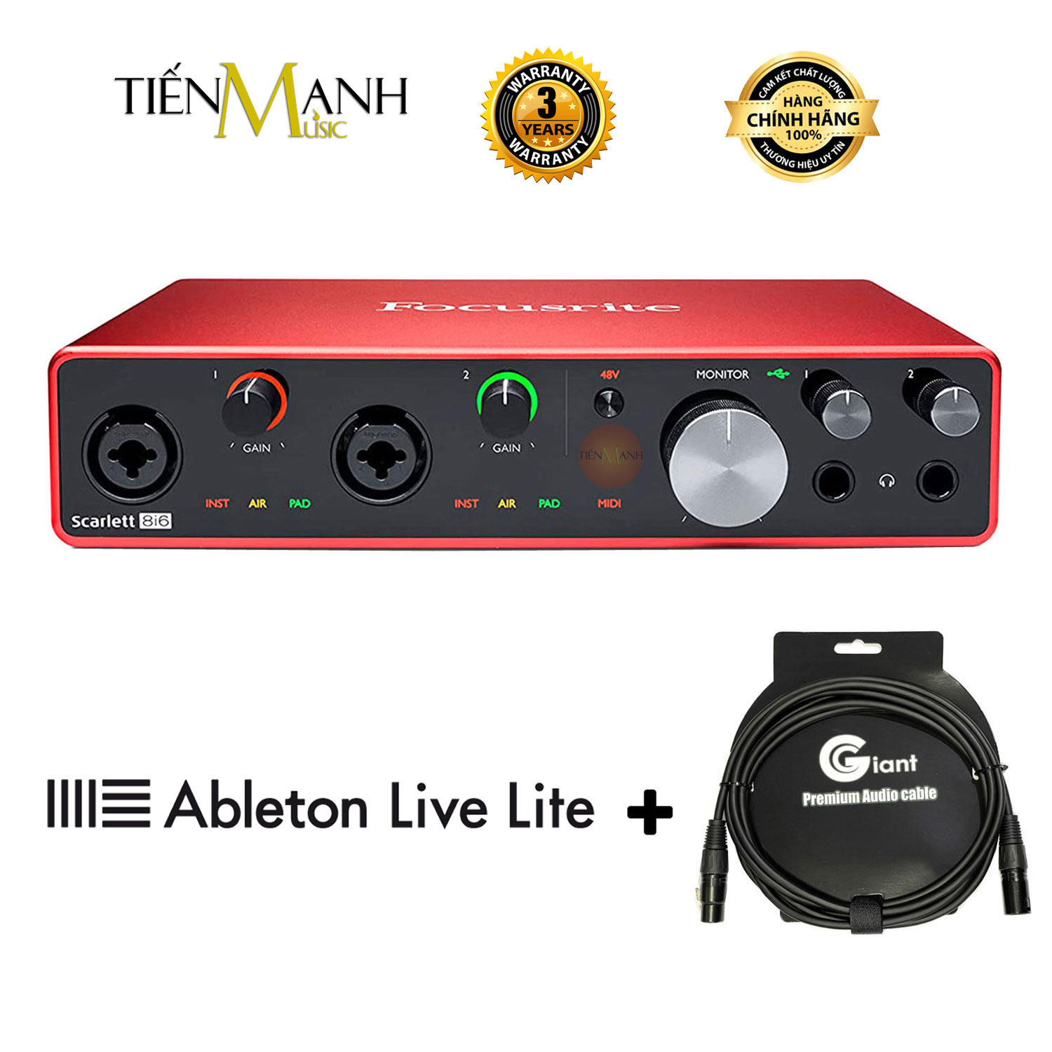 Focusrite Scarlett 8i6 Gen 3 Sound Card Âm Thanh - Focus USB Audio Interface SoundCard 3rd - Gen3 Hàng Chính Hãng